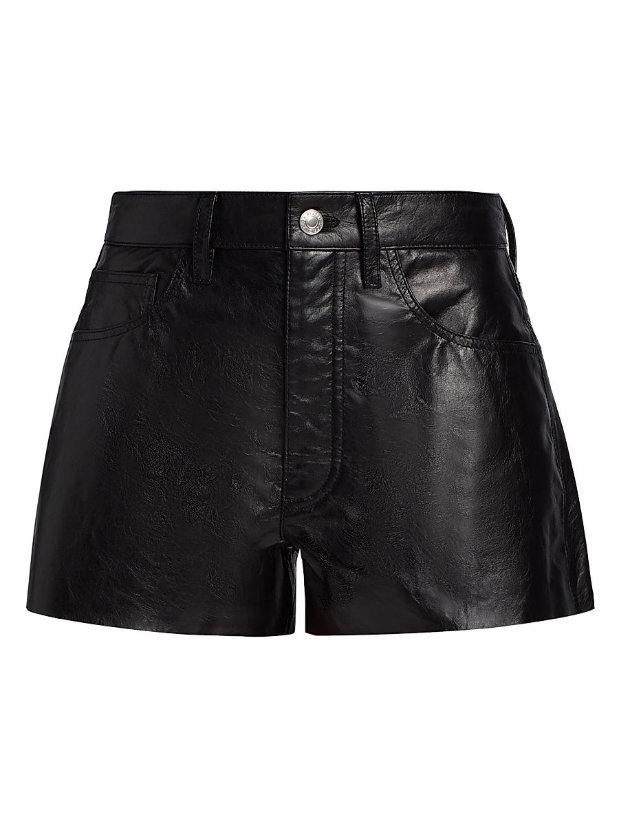 Women's Leather A-Frame Shorts - Black - Size 31