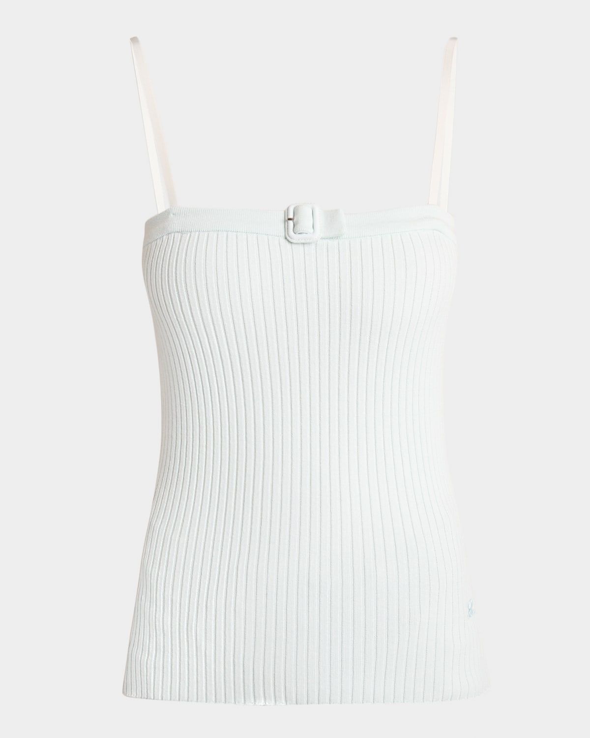 Buckle-Neck Ribbed Tank Top