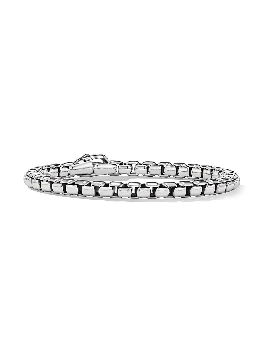 Men's Box Chain Bracelet in Sterling Silver, 5MM - Sterling Silver - Size 8.5