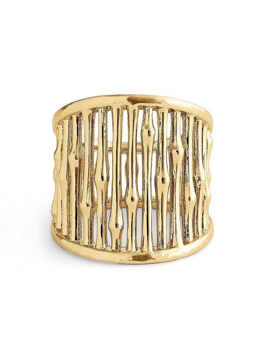 Women's Bamboo 18K-Gold-Plated Wide Ring - Gold - Size 8