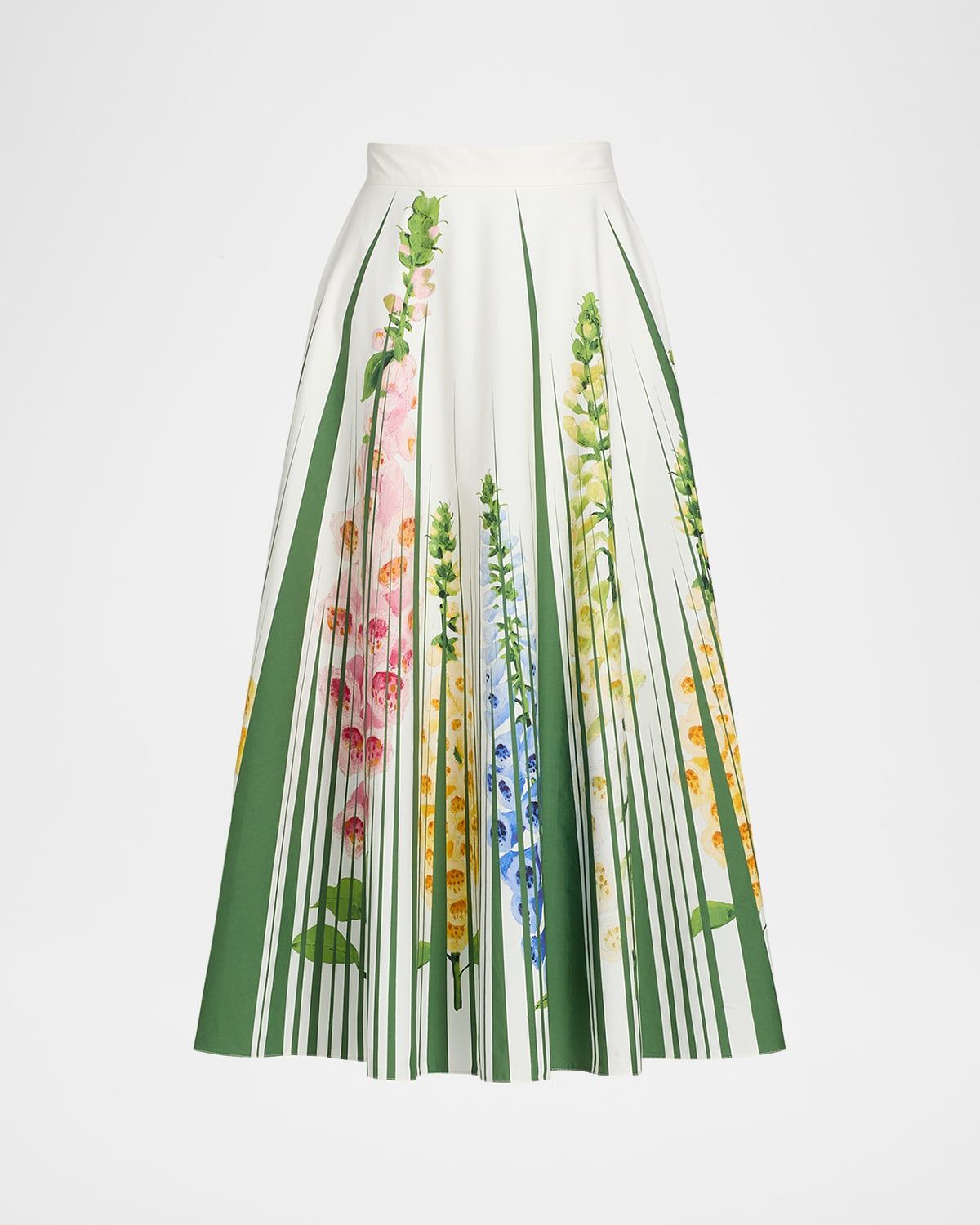 Foxgloves Cotton Popline A-Line Midi Skirt