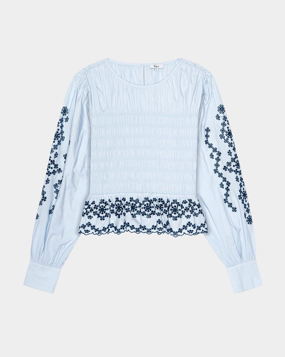 Tabi Embroidered Long-Sleeve Poplin Top