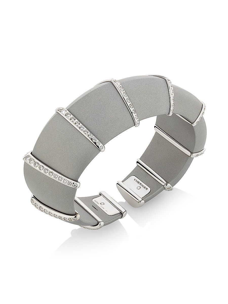 Women's Ardis Aluminum, 18K White Gold & 2.27 TCW Diamond Cuff - White Gold