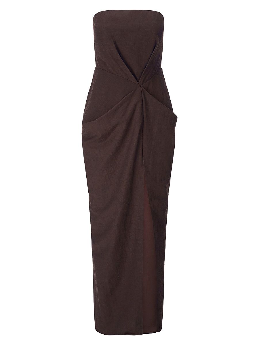 Women's Kara Strapless Pleat Maxi Dress - Earth - Size 12