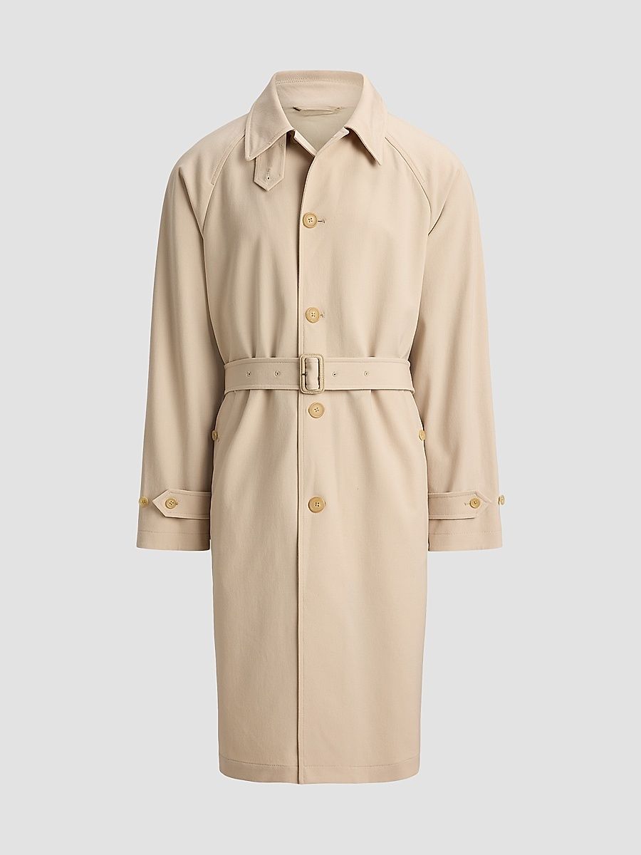 Men's Hand-Tailored Wool-Blend Balmacaan Coat - Champagne - Size 40