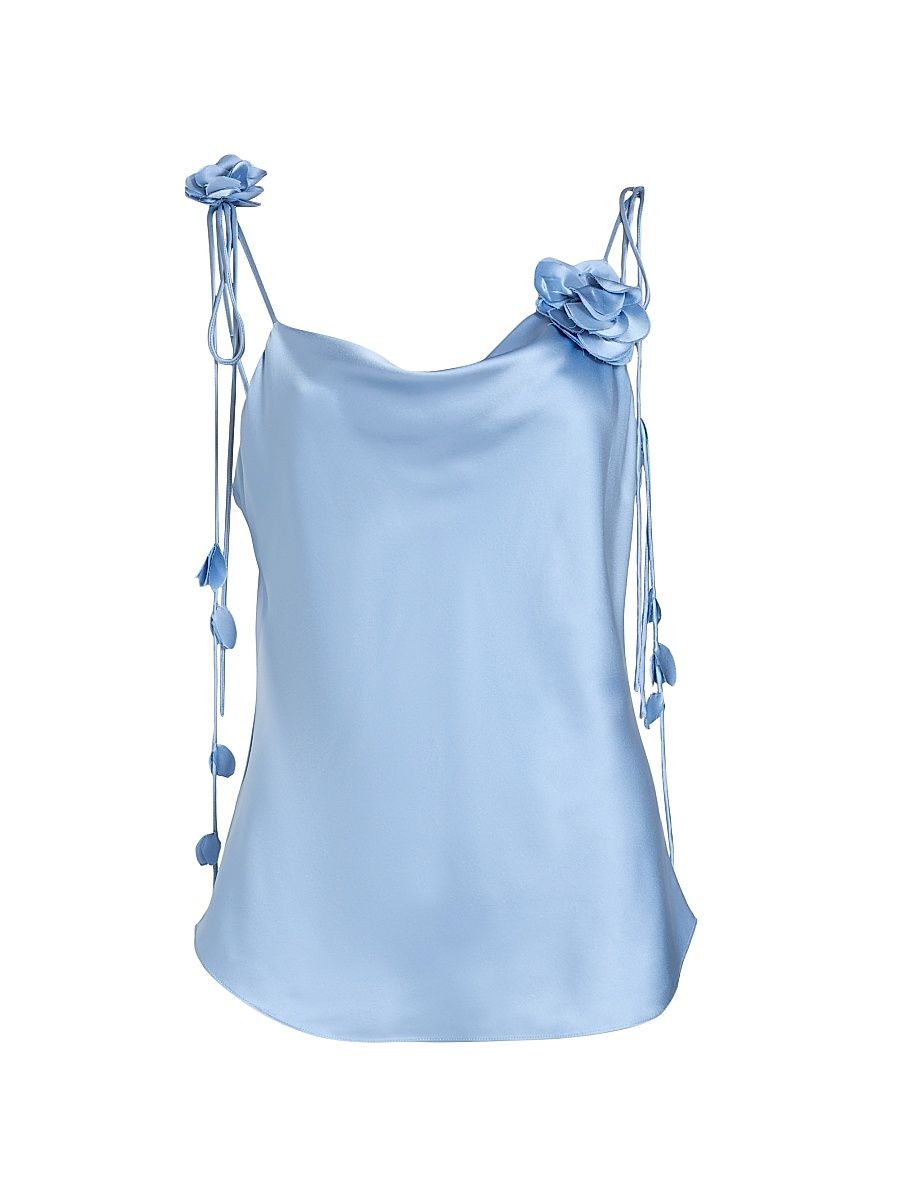 Women's Trailing Flower Marta Silk Cami - Blue Wisteria - Size XL