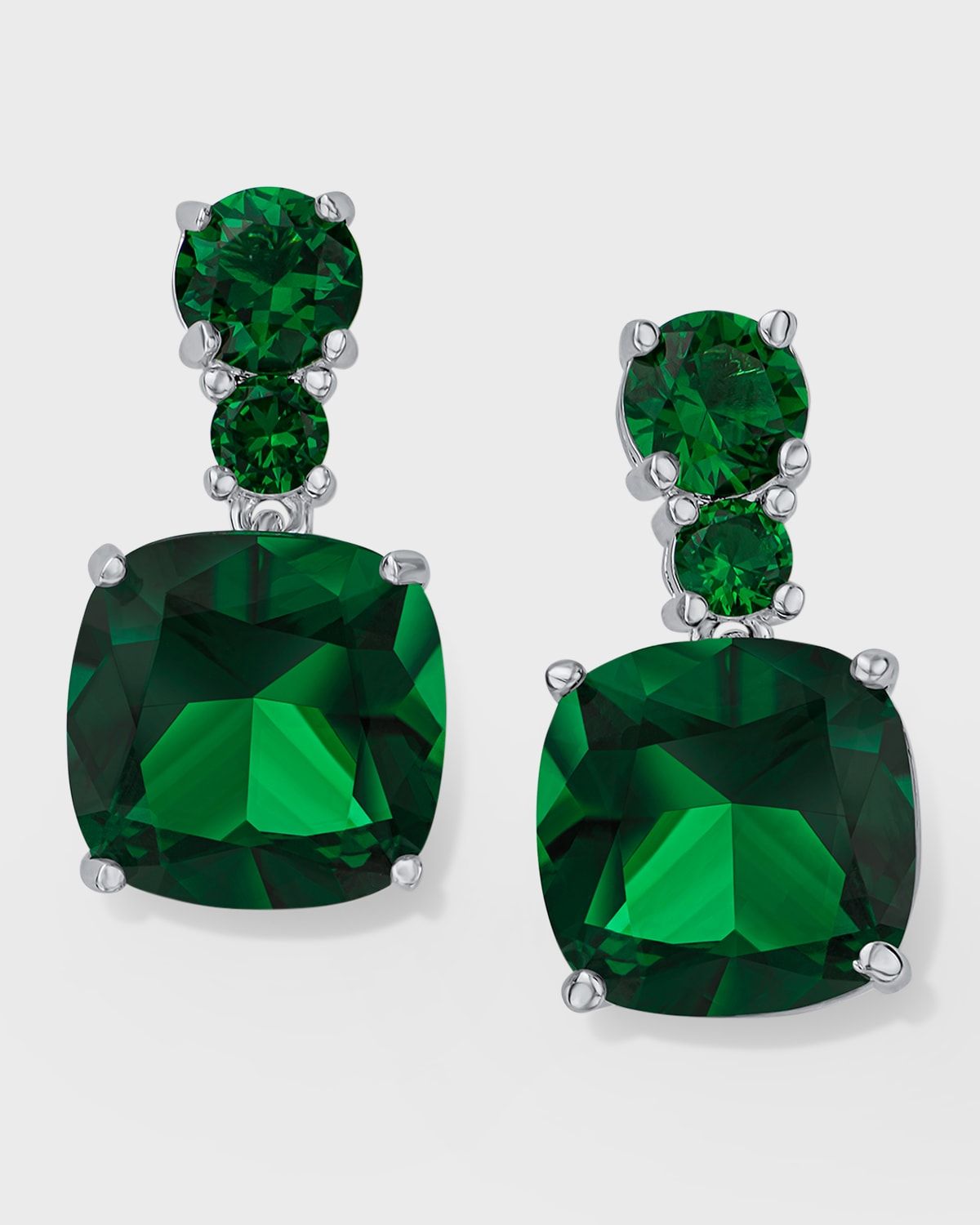 Cushion-Cut Cubic Zirconia Drop Post Earrings