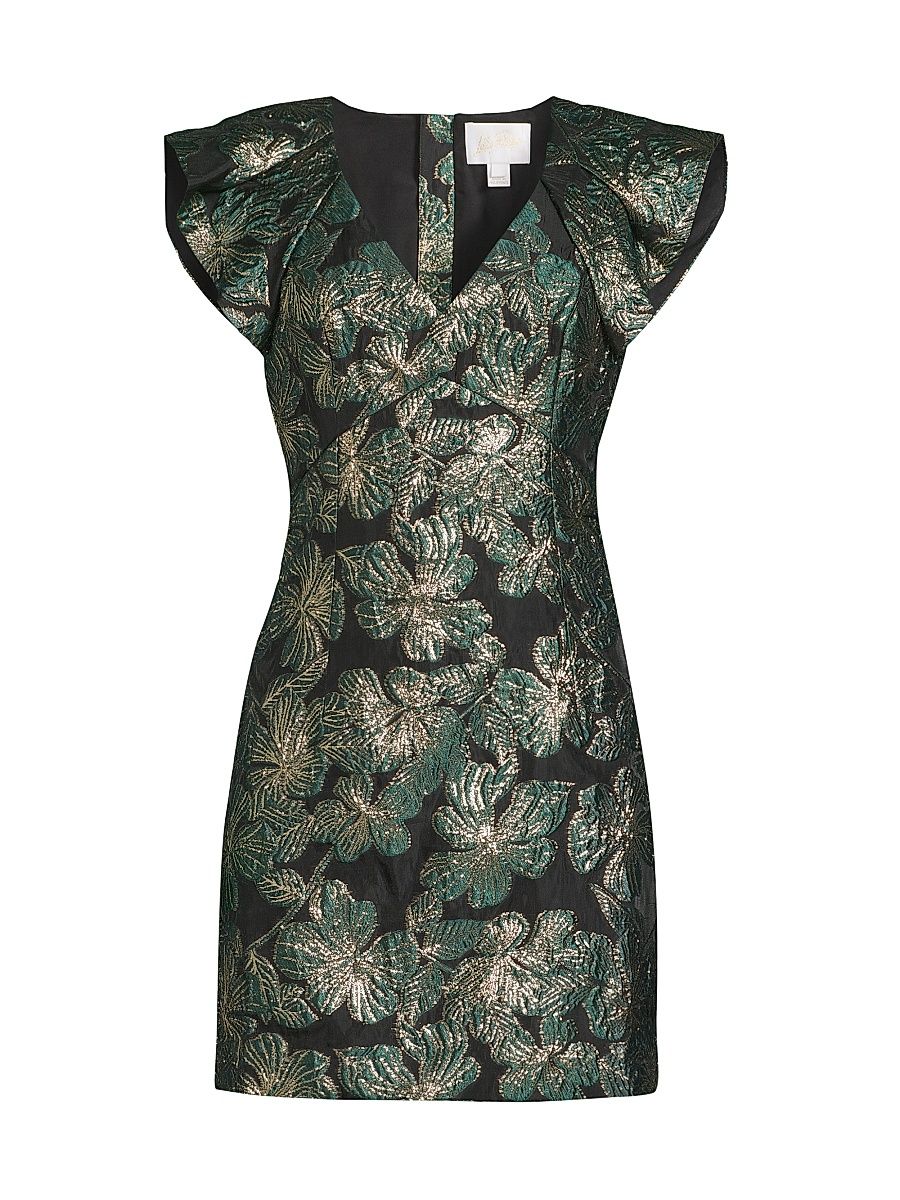 Women's Kaida Brocade Shift Minidress - Noir - Size 12