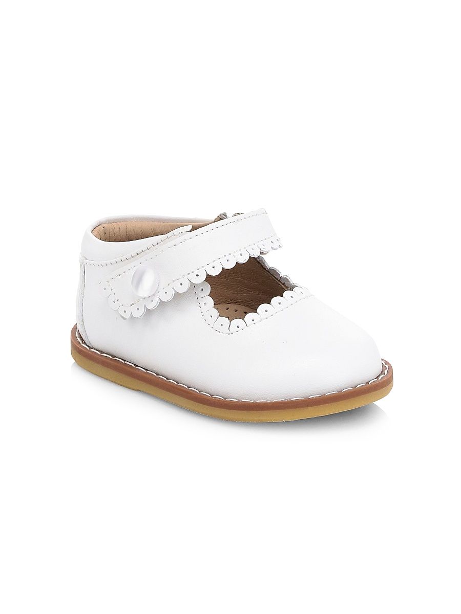 Baby Girl's Scallop Leather Mary Jane Flats - White - Size 11.5 (Child)