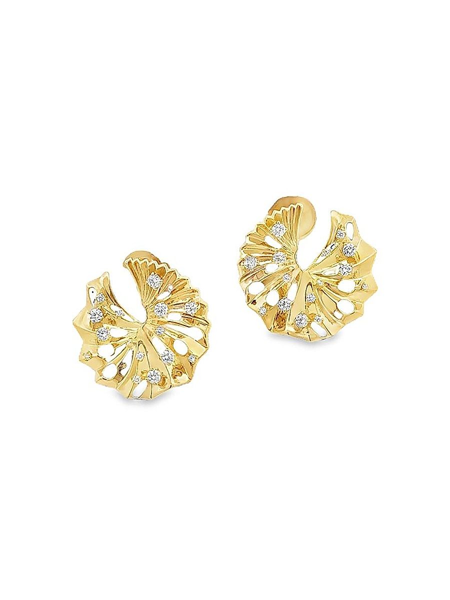 Women's Bahia 18K Yellow Gold & 1.01 TCW Diamond Hoop Earrings - Yellow Gold