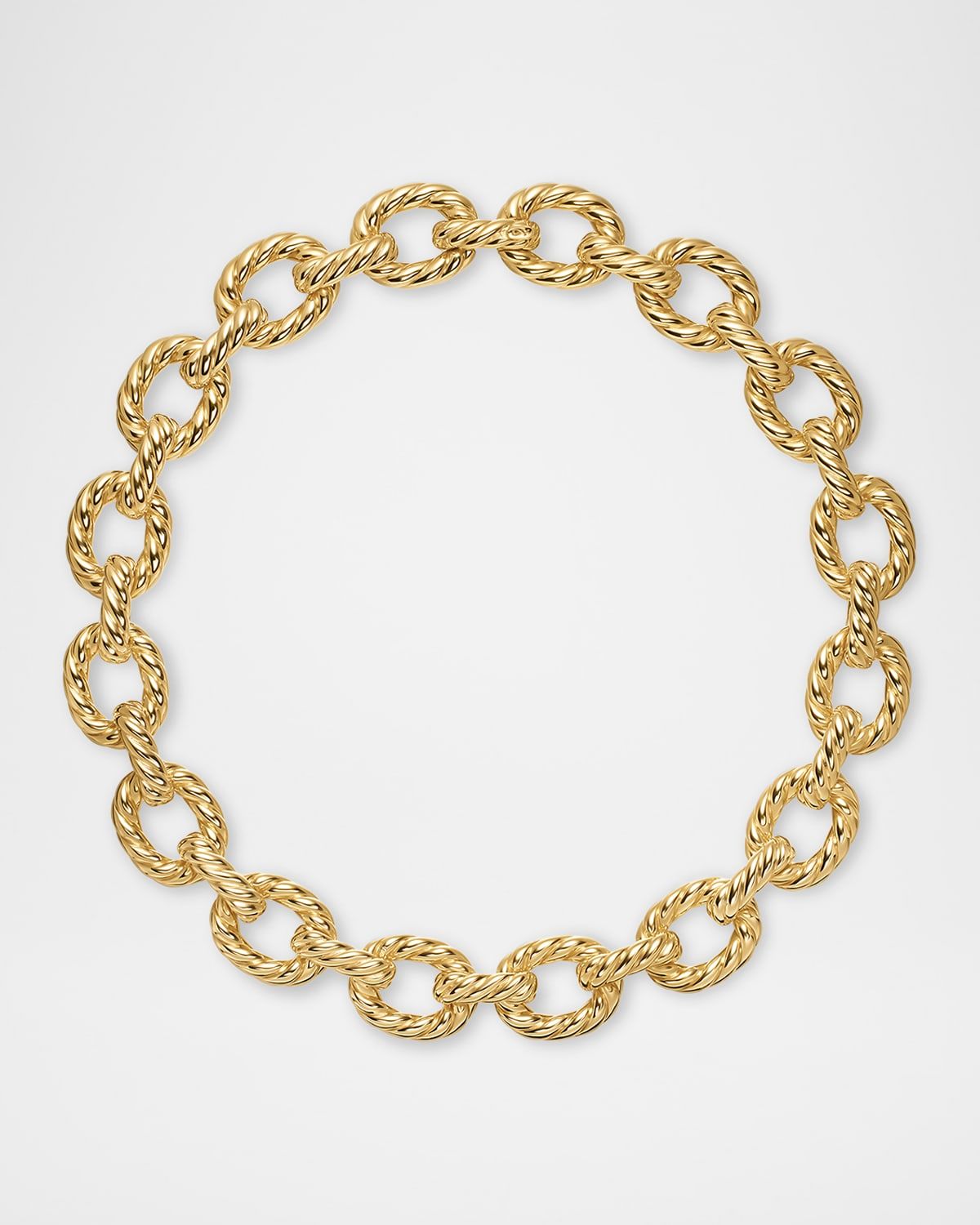 Sculpted Cable Oval Link Necklace in 18K Gold, 18"L