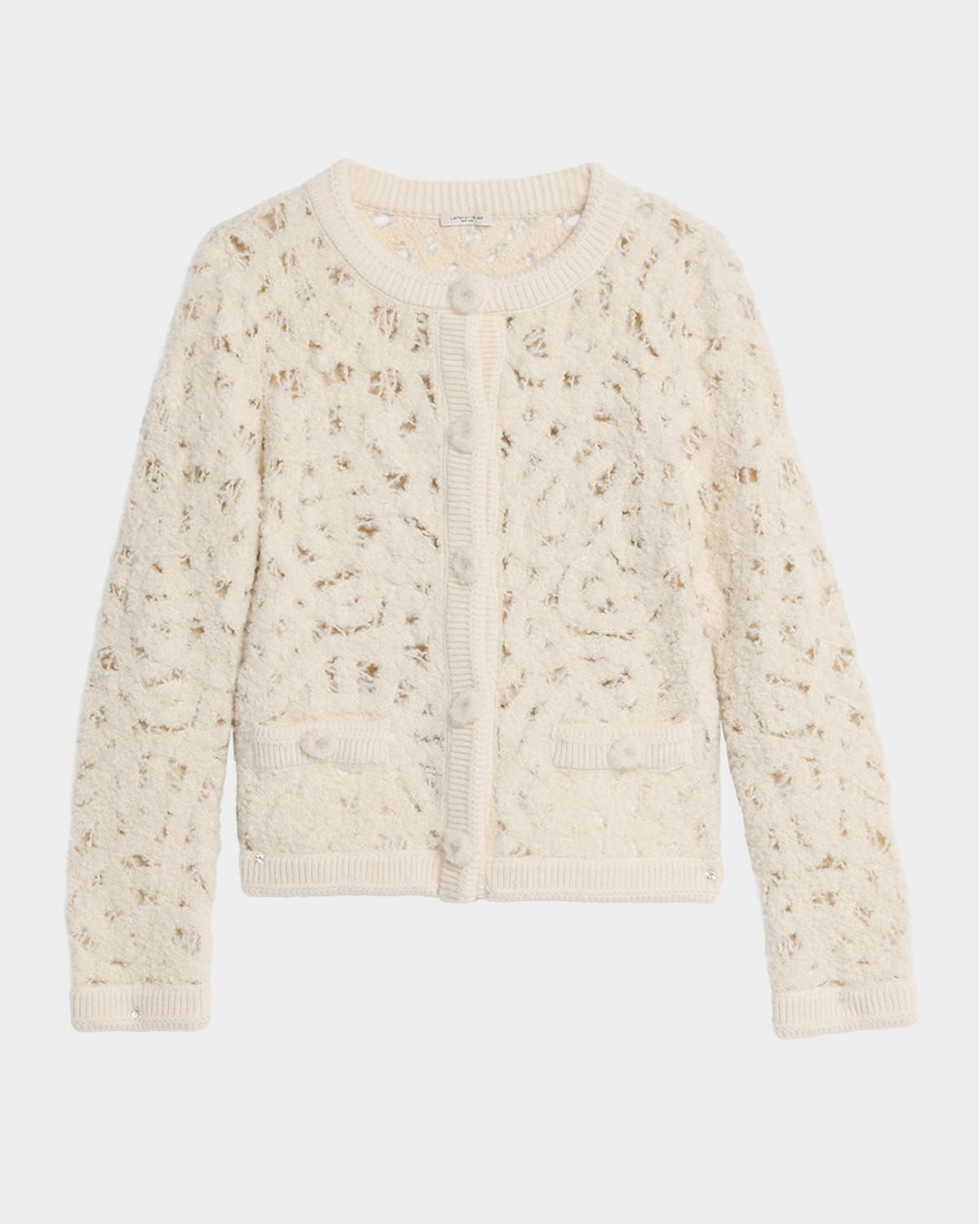 x The Morning Show Lofty Boucle Embroidered Cardigan