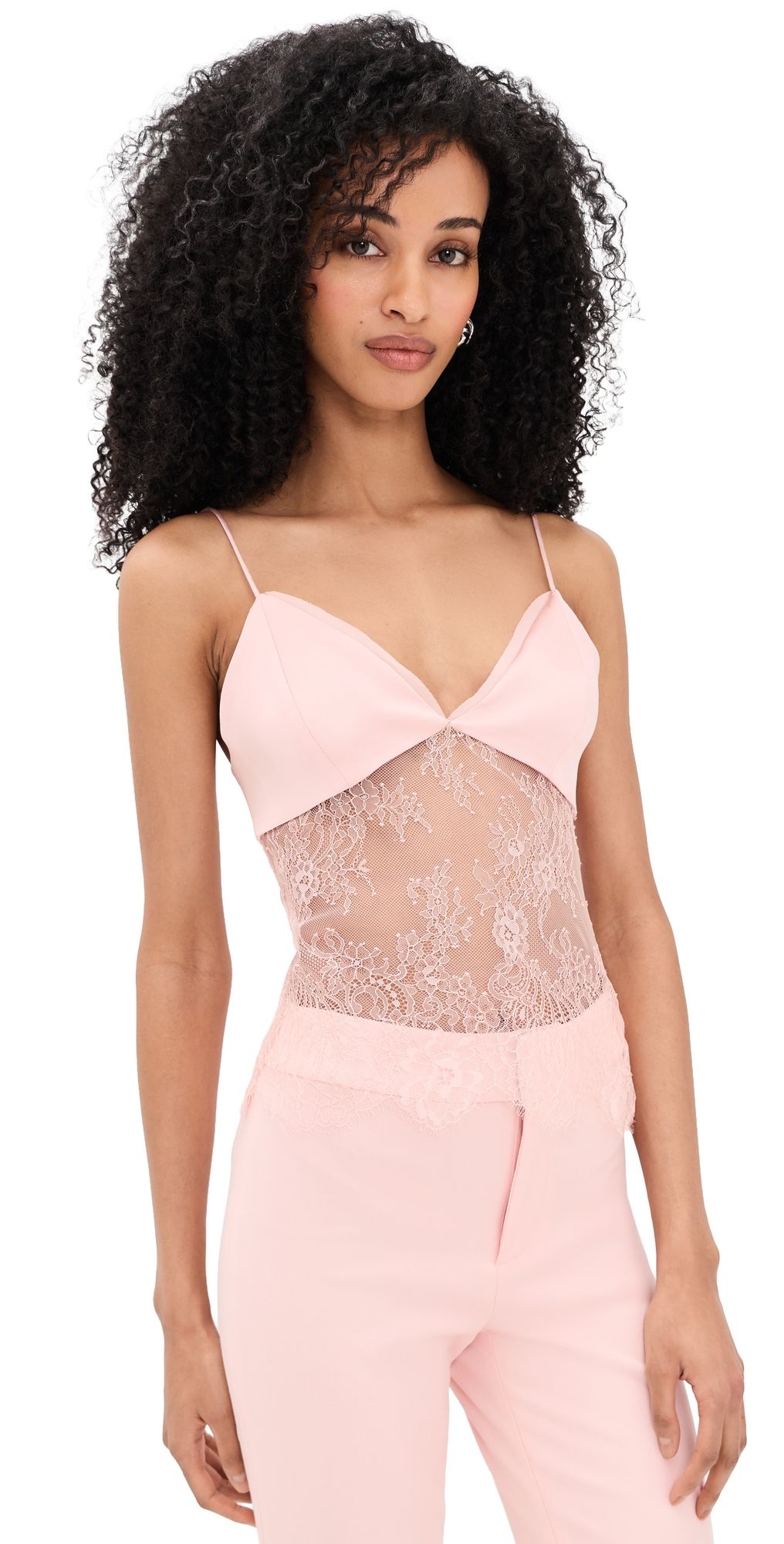 ALICE + OLIVIA Julietta Lace Trim Tank English Rose 4