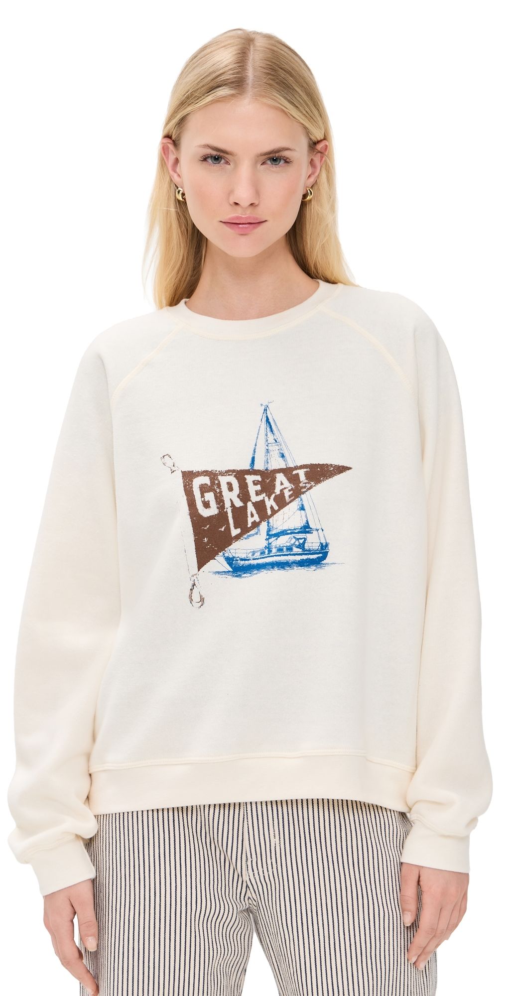 Sunny Somewhere Great Lakes Raglan Crew Tee Off White S