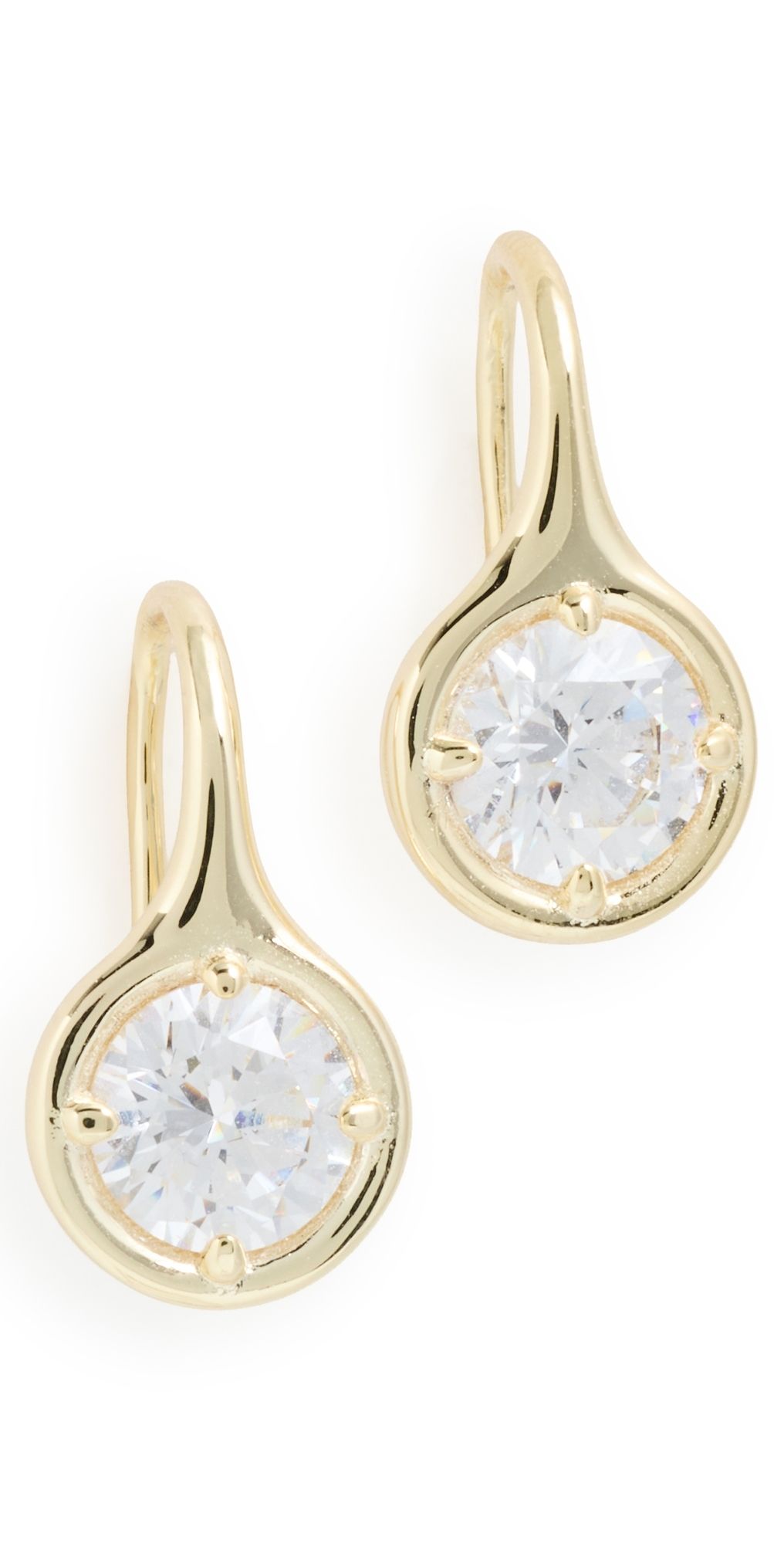 By Adina Eden Rounded Bezel Fish Hook Huggie Earrings Gold One Size