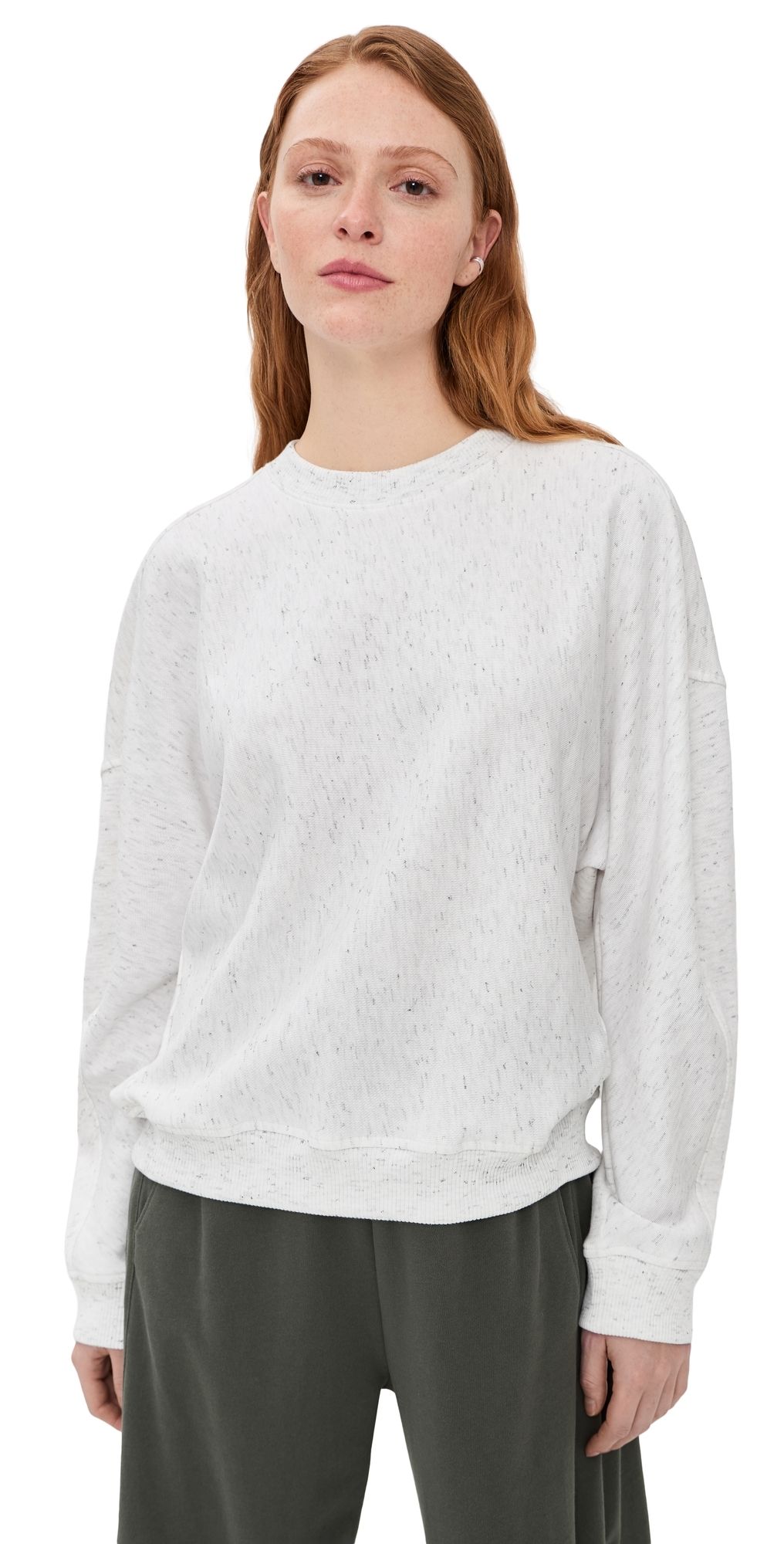 Tibi Spring Tweedy Sweatshirting Crew Neck Sweater White Multi S