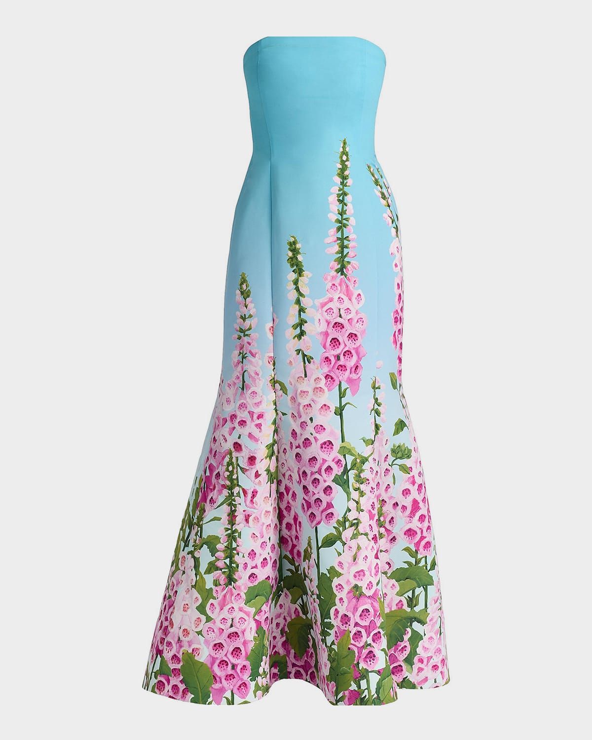 Strapless Foxglove Crepe Trumpet Gown