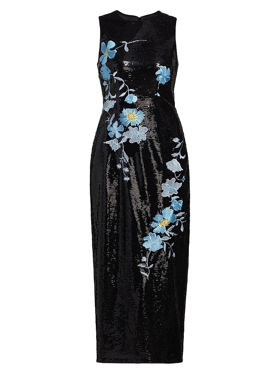 Women's Tiana Floral Sequinned Dress - Black Multi - Size 10