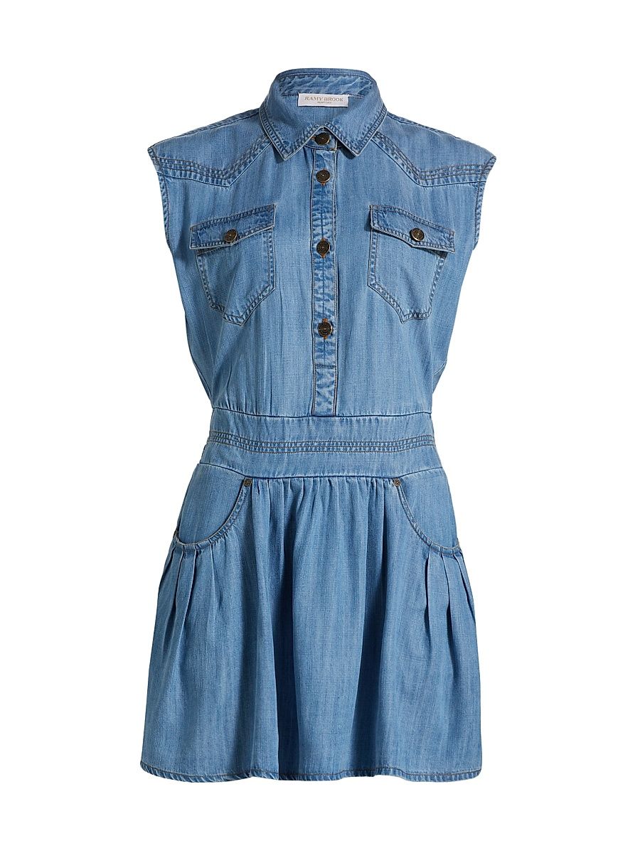 Women's Paxton Sleeveless Mini-shirtdress - Spring Chambray - Size XXL
