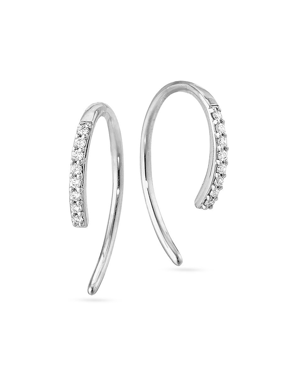 Women's Mini Hooked on Hoops 14K White Gold & 0.06 TCW Diamond Hoop Earrings - White Gold
