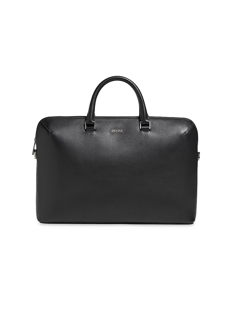 Men's Calf Leather Business Bag - Black - Size 0