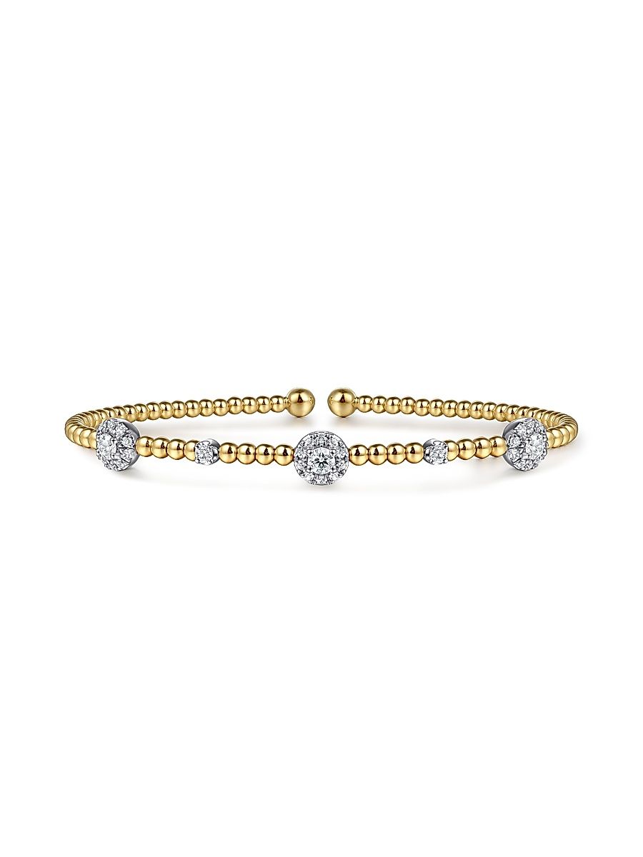 Women's Bujukan 14K White & Yellow Gold & 0.51 TCW Diamond Station Cuff Bracelet - Yellow Gold