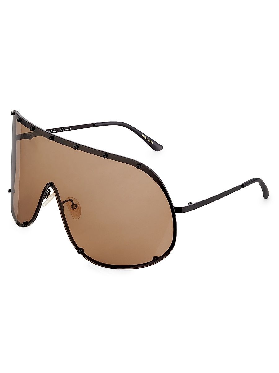 Men's 60MM Mirrored Shield Sunglasses - Black Brown