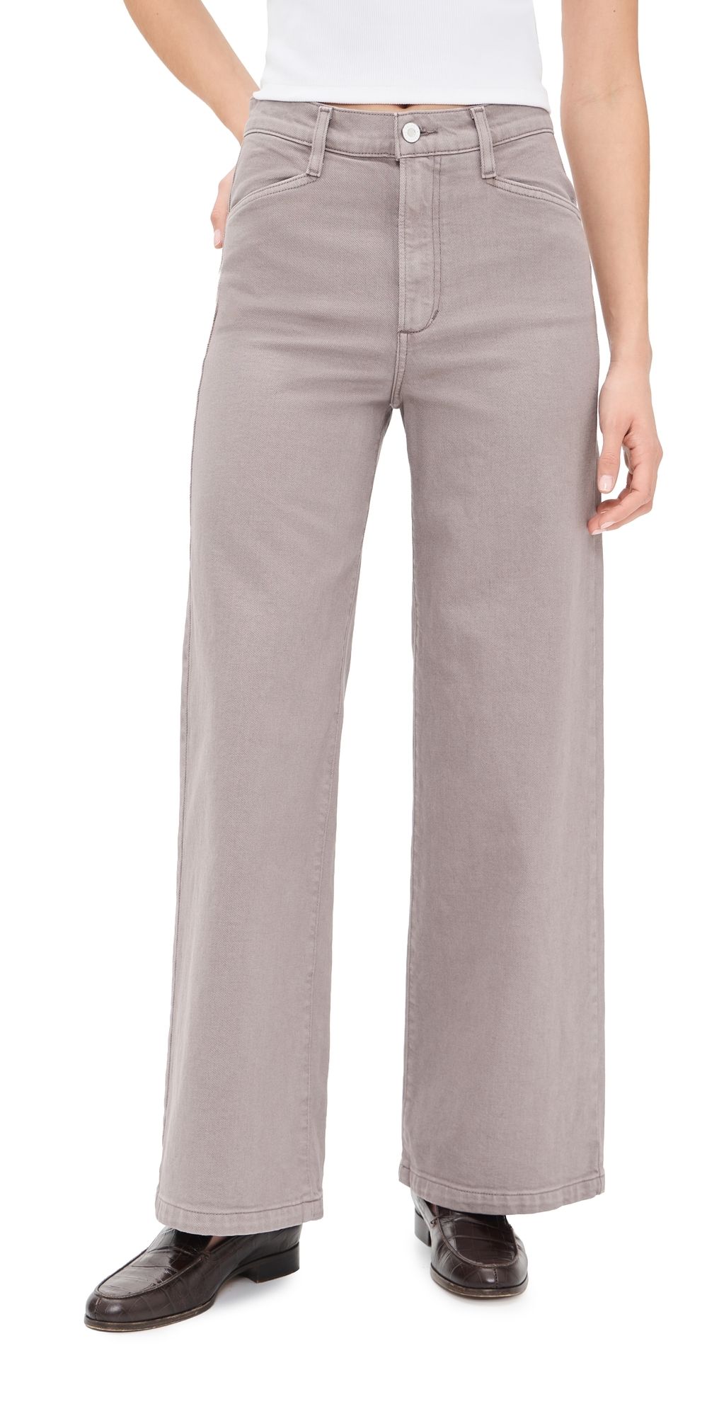 Favorite Daughter The Mischa High Rise Wide Leg Ankle Jeans Soft Taupe 28