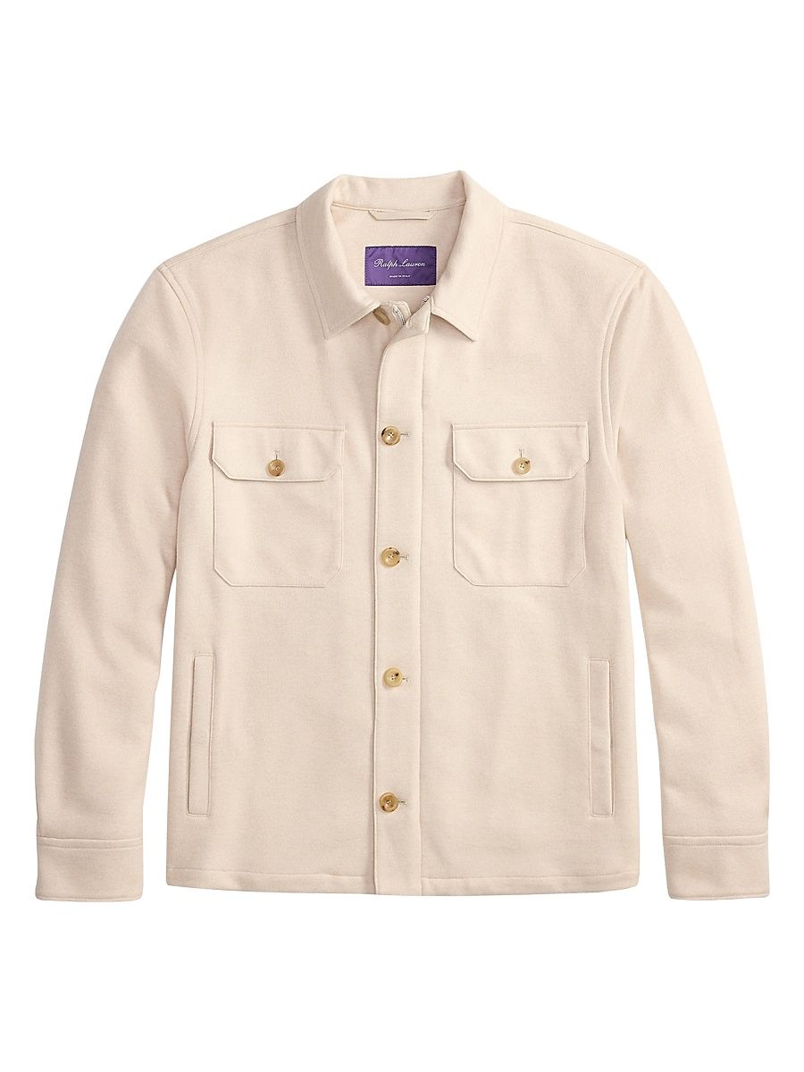 Men's Felton Double-Faced Cashmere Overshirt - Champagne Cream - Size XL
