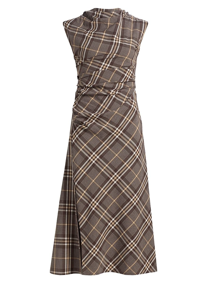 Women's Burke Draped Midi-Dress - Chocolate Plaid - Size 8