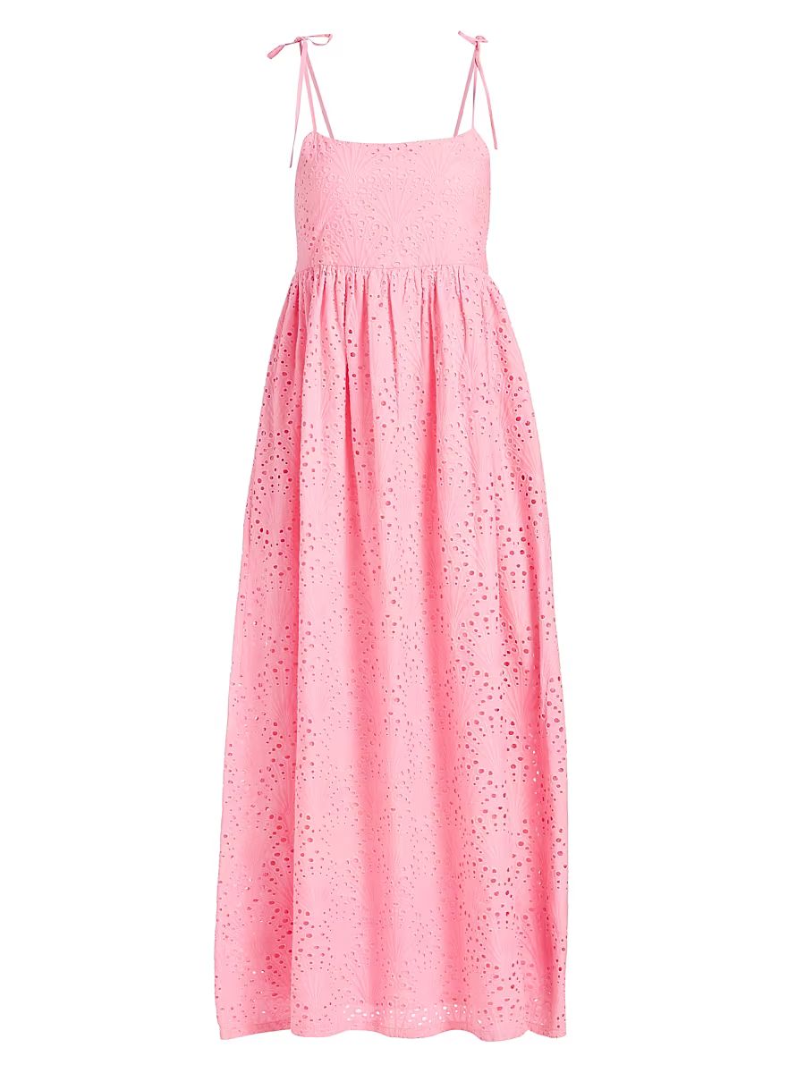 Women's Valory Cotton Eyelet Maxi Dress - Seashell Pink - Size XS