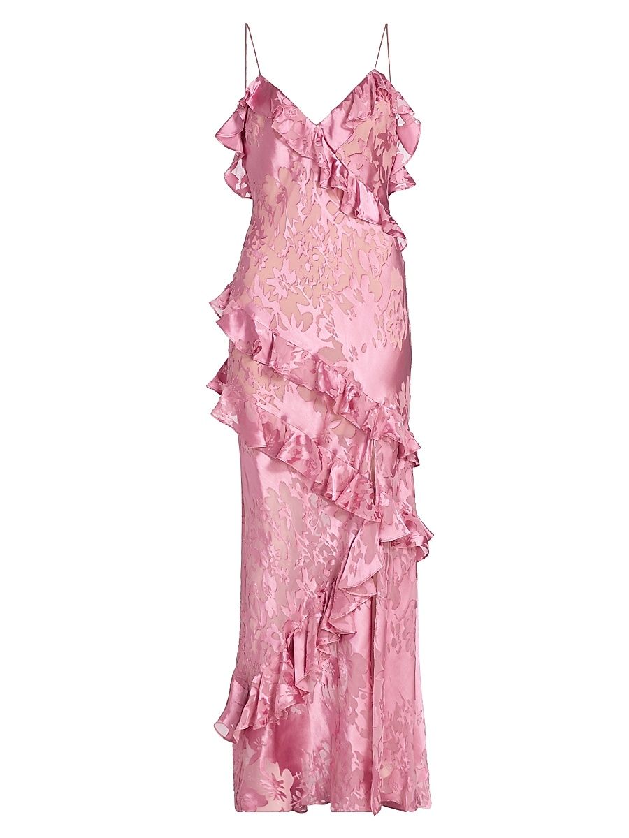 Women's Dean Floral Ruffled Maxi Dress - Dusty Rose - Size 8