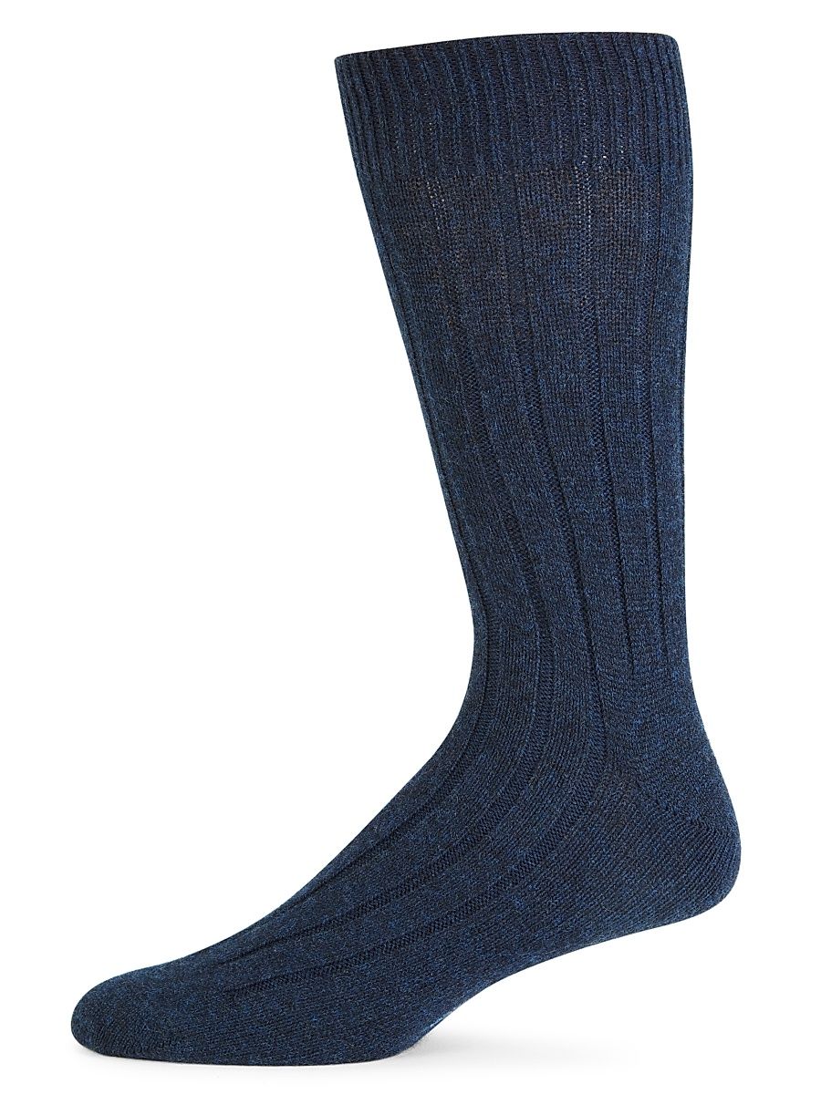 Men's Ribbed Cashmere Socks - Navy