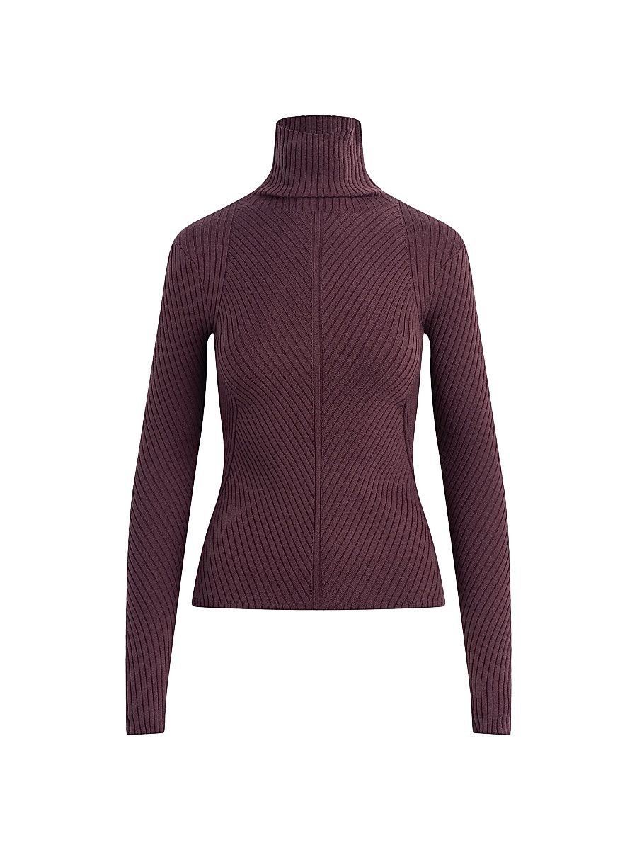 Women's The Be Your Girl Merino Wool-Blend Turtleneck Top - Burgundy Dahlia - Size Large