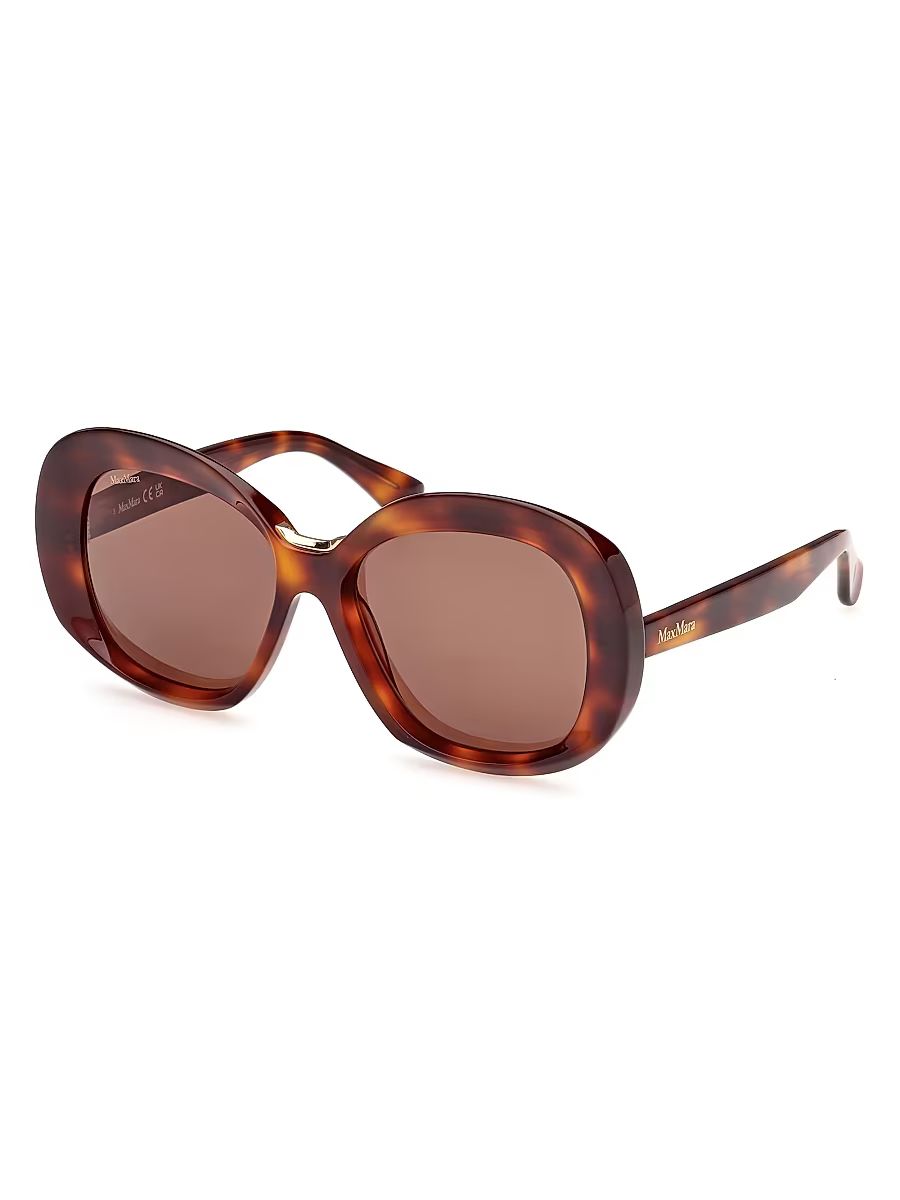 Women's 55MM Round Sunglasses - Dark Havana Brown