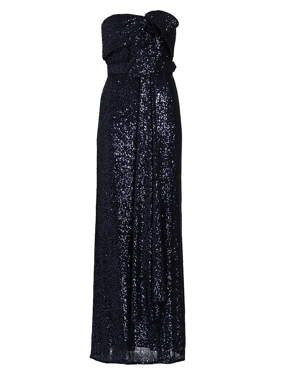 Women's Strapless Sequin Bow Gown - Navy - Size 14