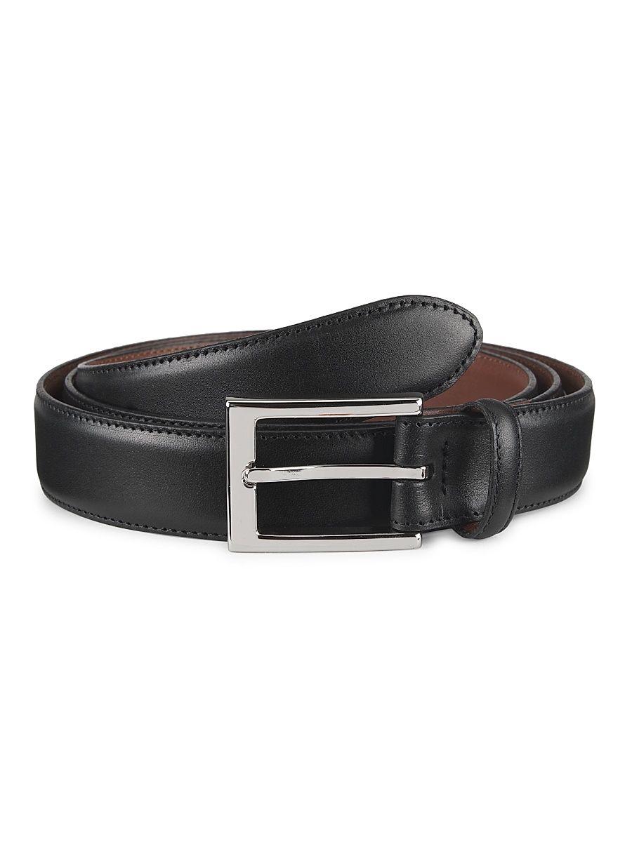 Men's COLLECTION Leather Belt - Black - Size 44