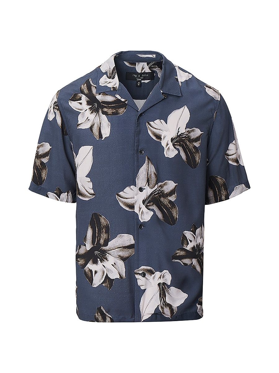 Men's Avery Floral Camp Shirt - Navy - Size Large