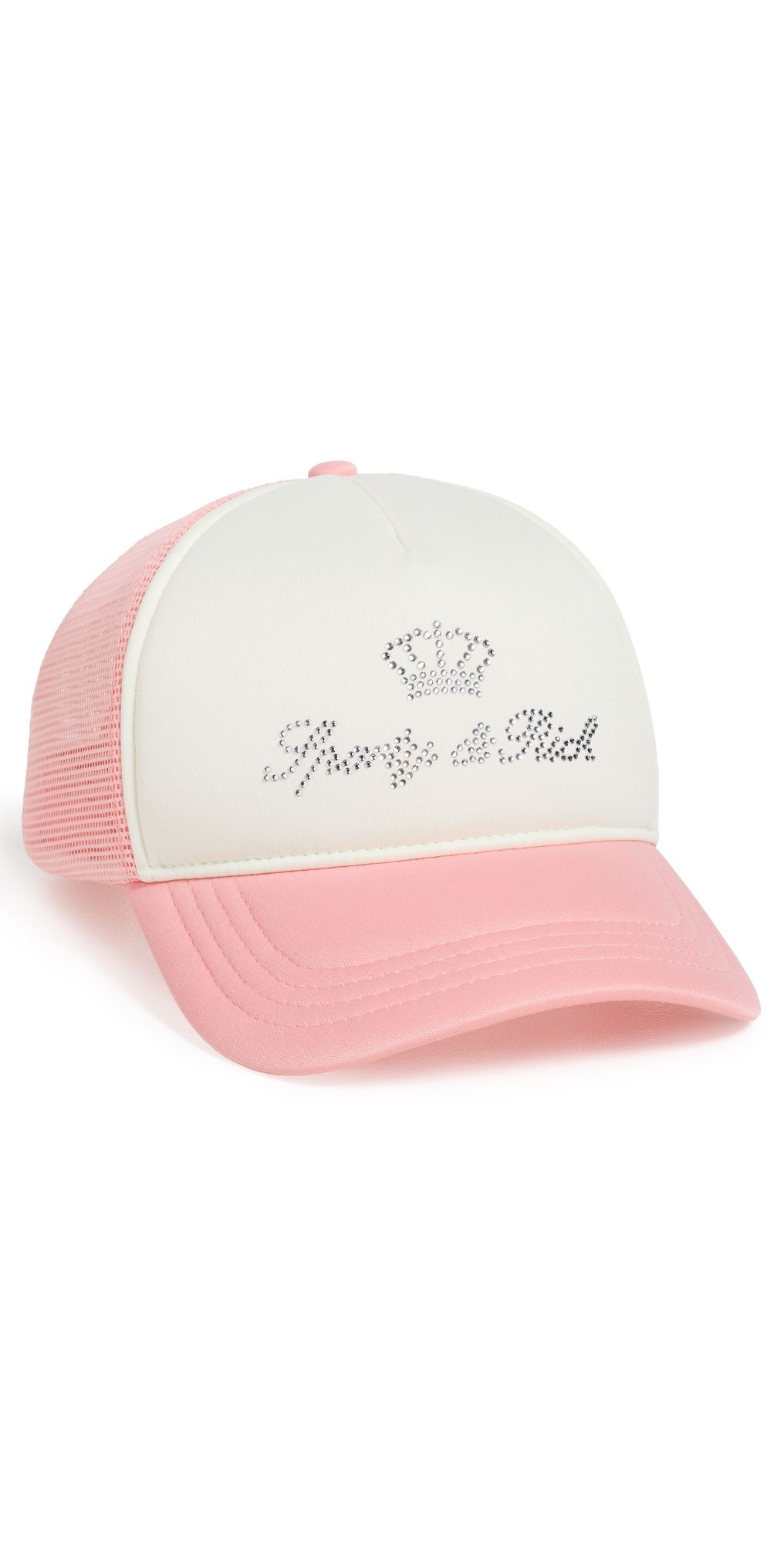 Sporty & Rich Juicy Crown Trucker Hat White/Rose One Size