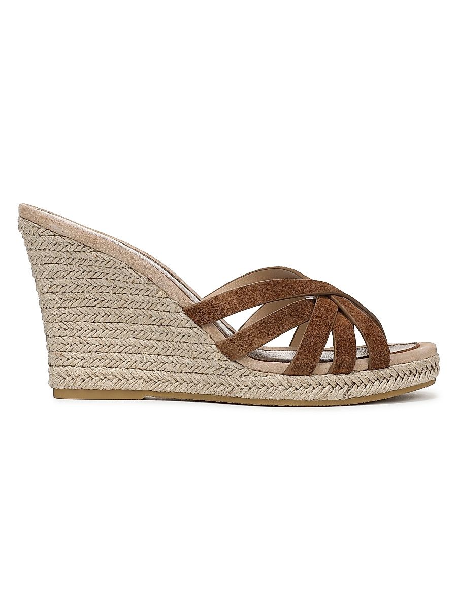 Women's Phylina 90MM Suede Espadrille Wedge Mules - Chestnut - Size 10