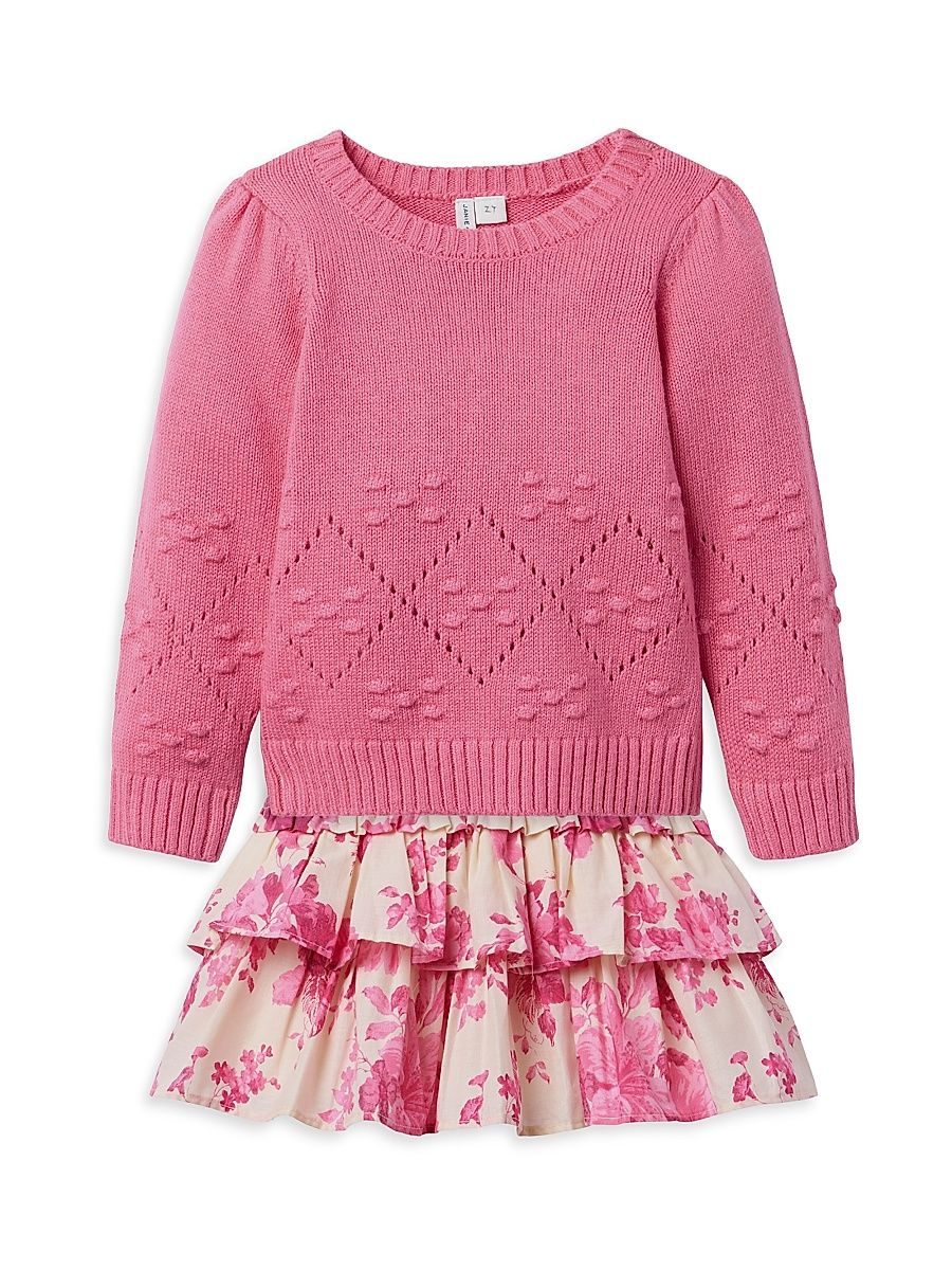 Little Girl's & Girl's Textured Sweater & Skirt Set - Size 12