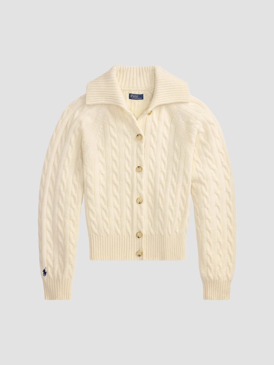 Polo Ralph Lauren Women's Cable-Knit Wool-Cashmere Cardigan - White - Size XS