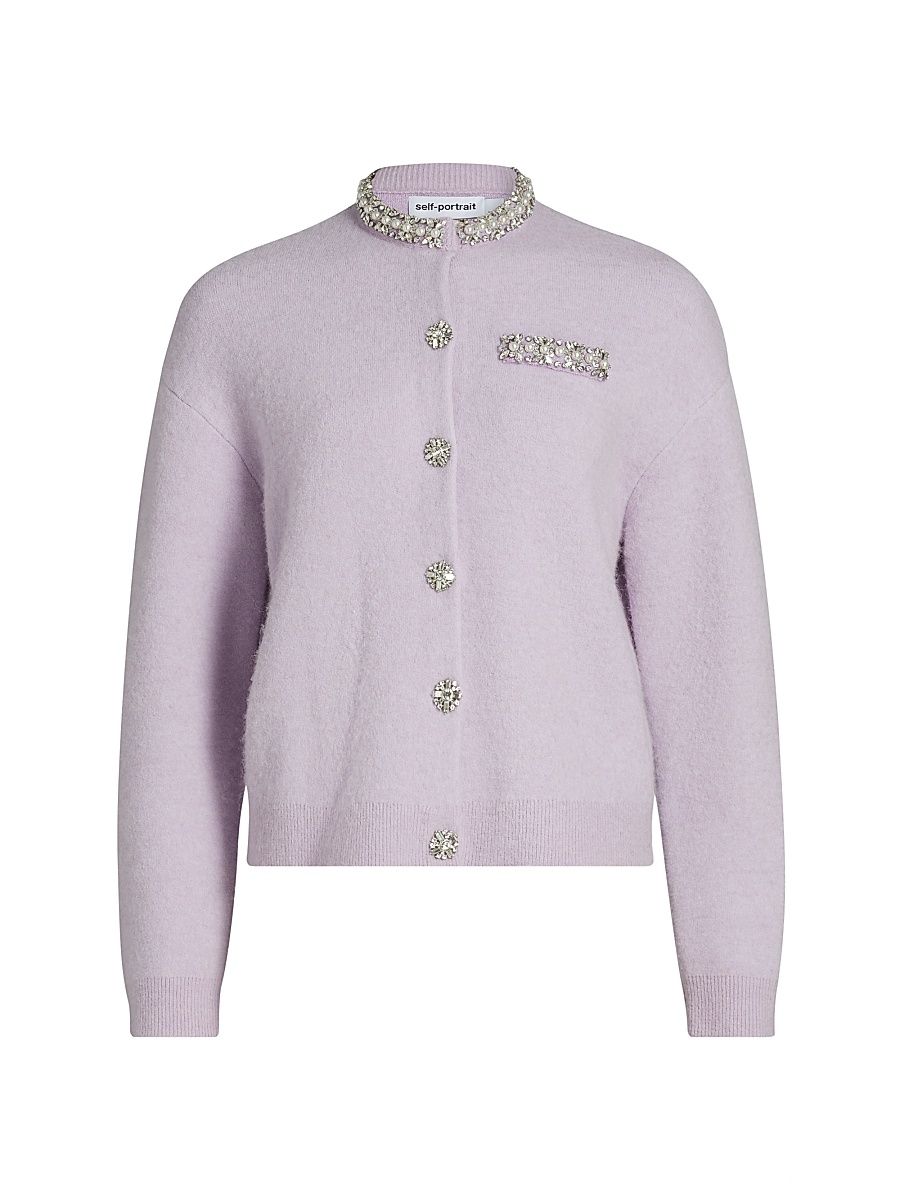 Women's Embellished-Trim Cardigan - Lilac - Size Large