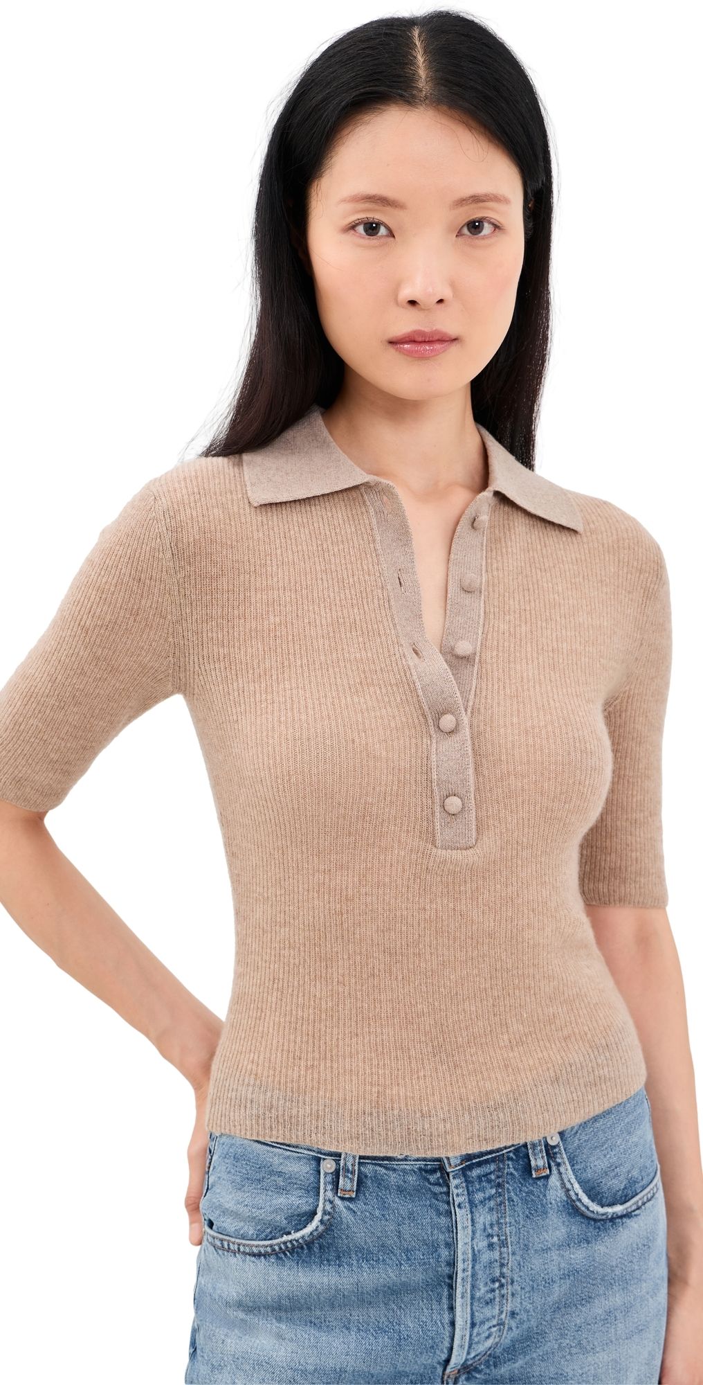 Citizens of Humanity Amelie Polo Sweater Fawn XS