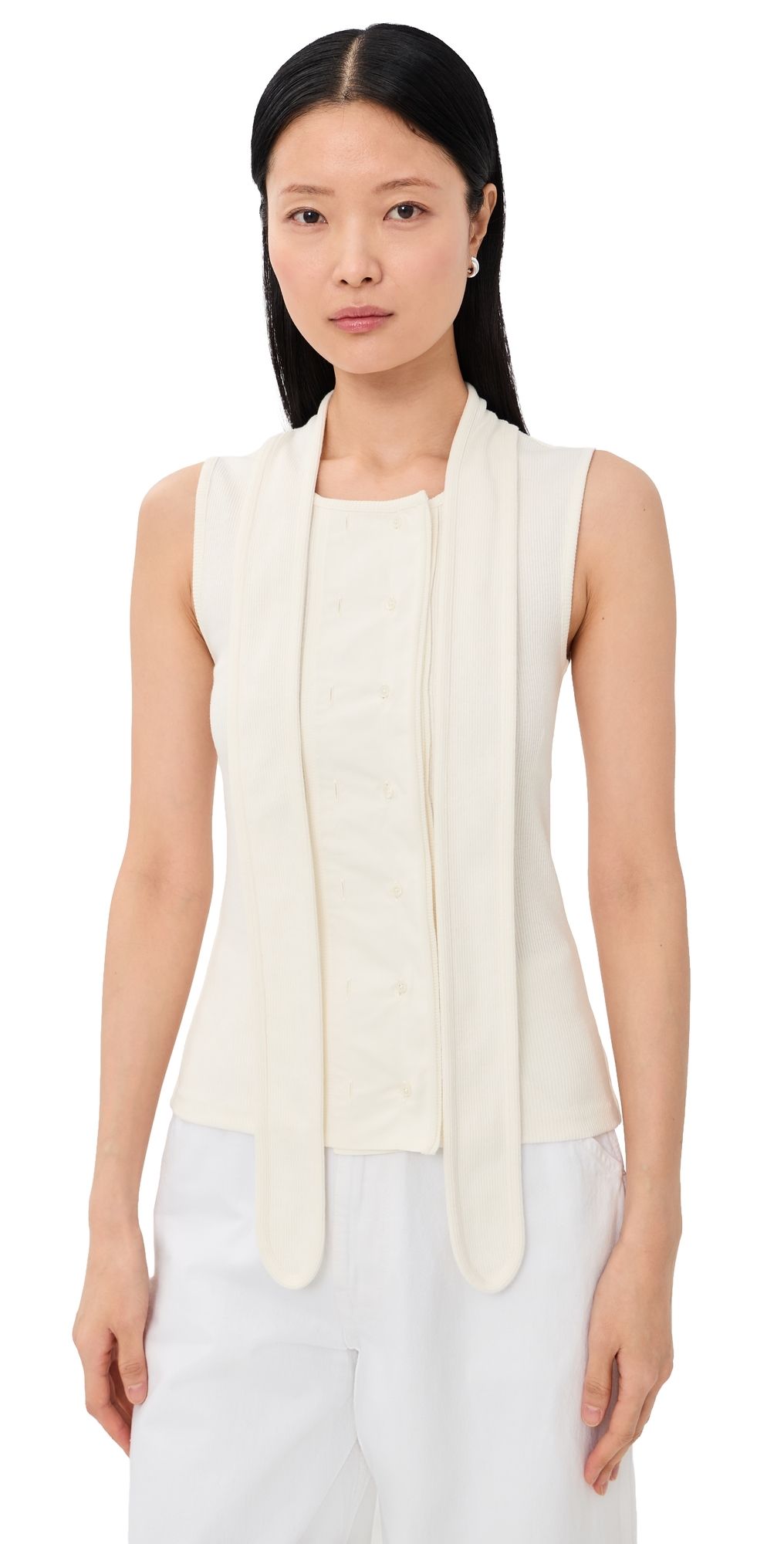 Lemaire Asymmetrical Fitted Top Milk S