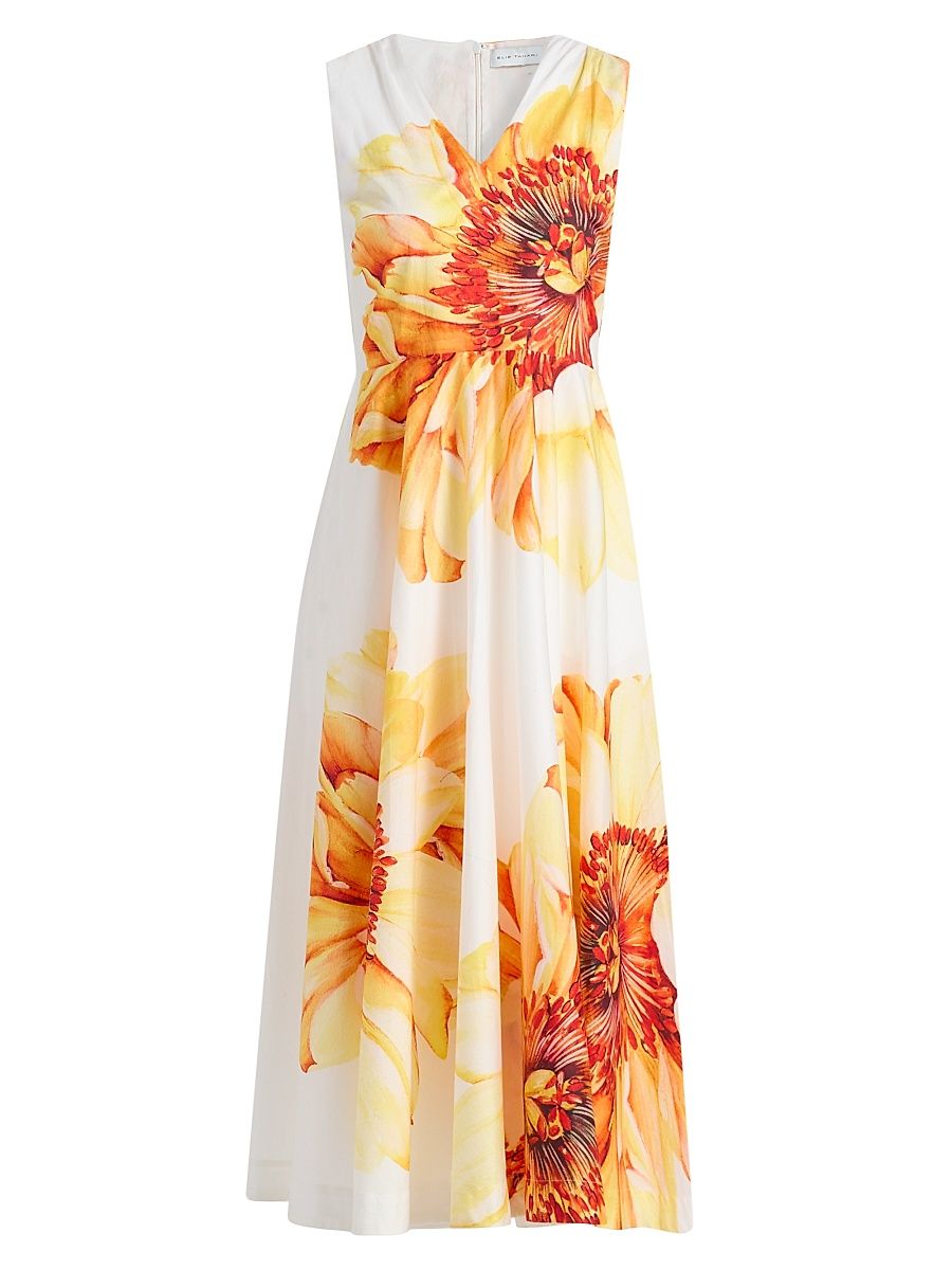 Women's The Ines Spring Meadow Cotton Midi-Dress - Spring Meadow - Size 16