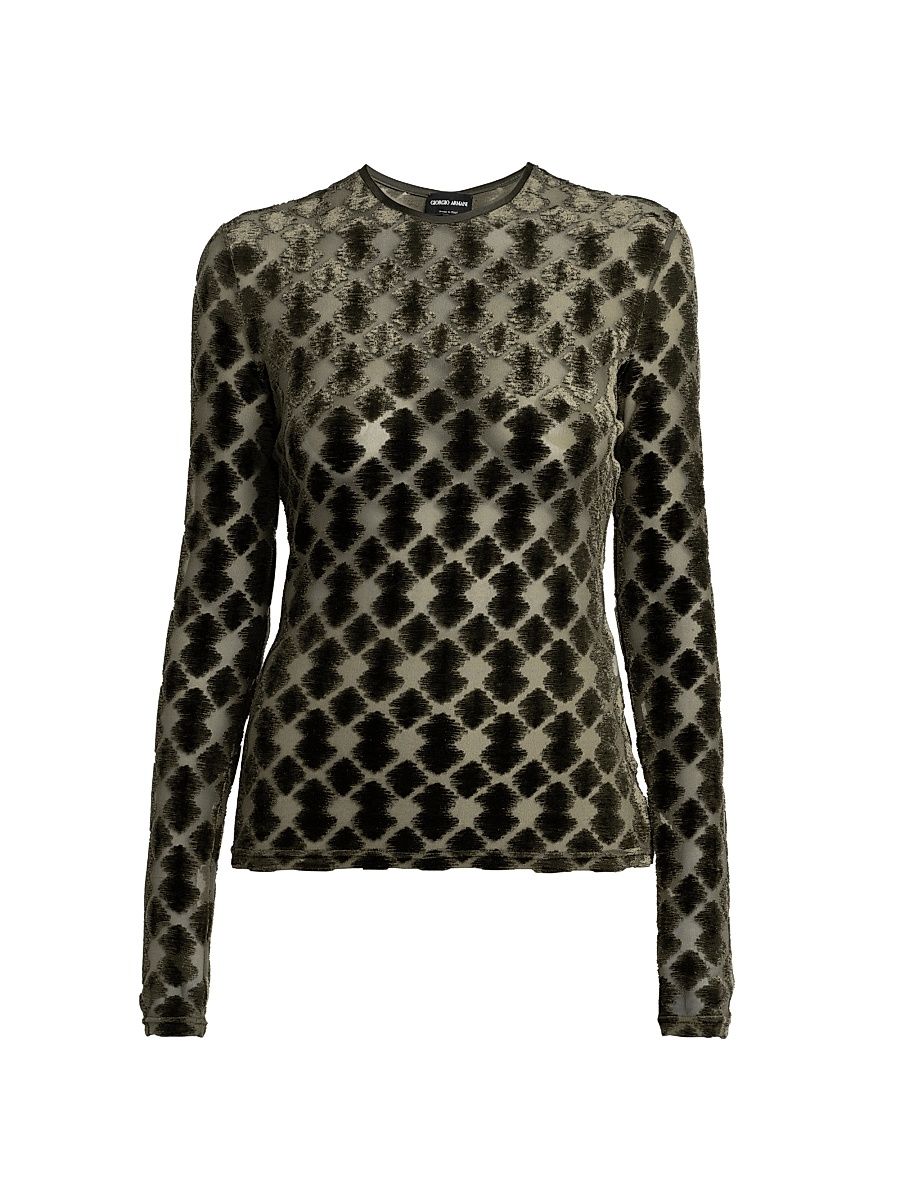 Women's Geometric Jersey Top - Chive - Size 6