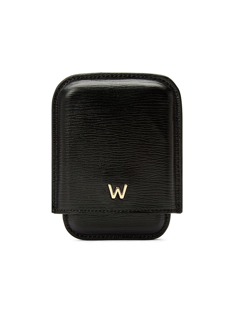 W Leather Molded Card Case - Black