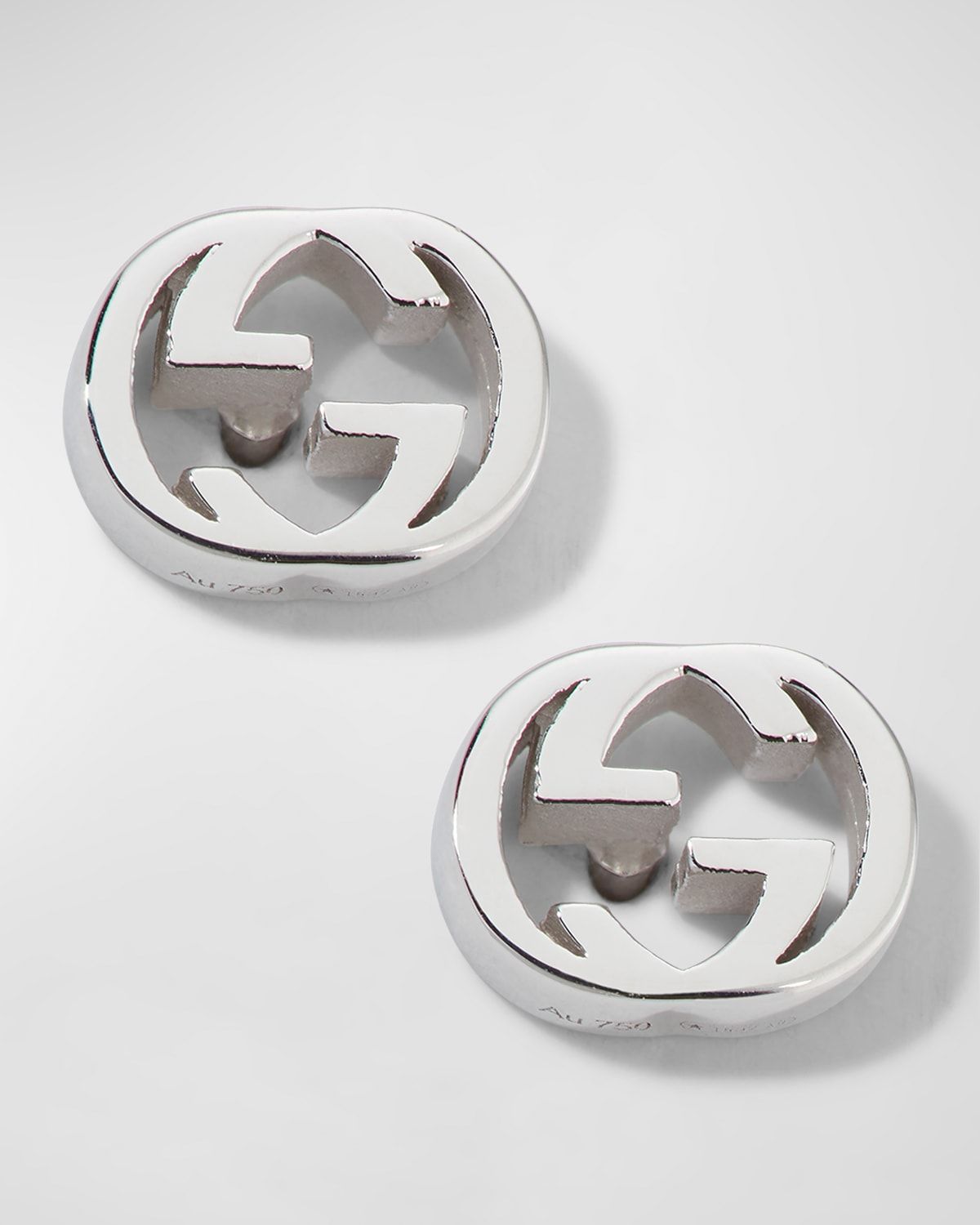 Interlocking-G Stud Earrings in White Gold