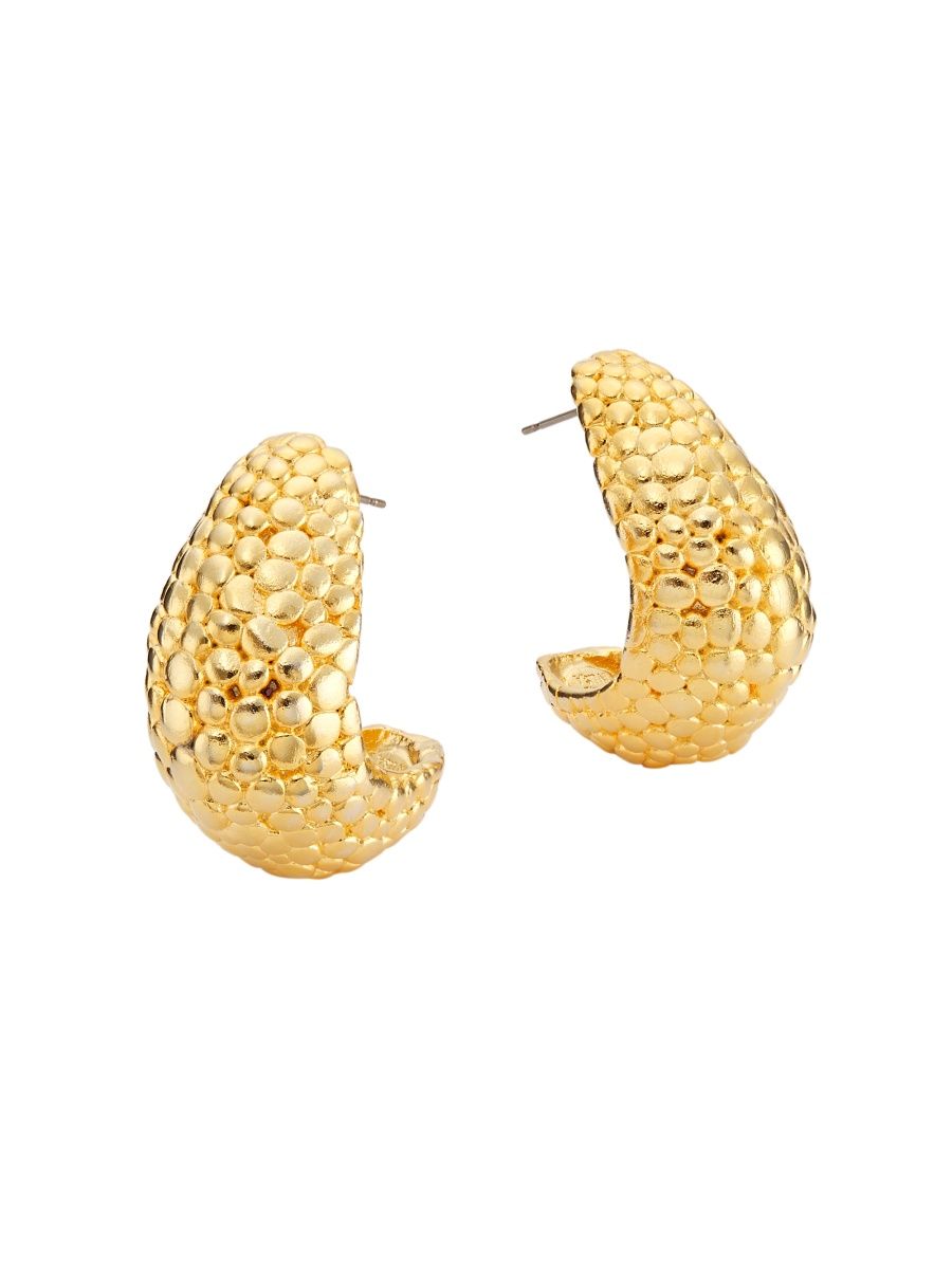 Kenneth Jay Lane Women's Scaly Textured 22K Gold-Plated Hoop Earrings - Gold